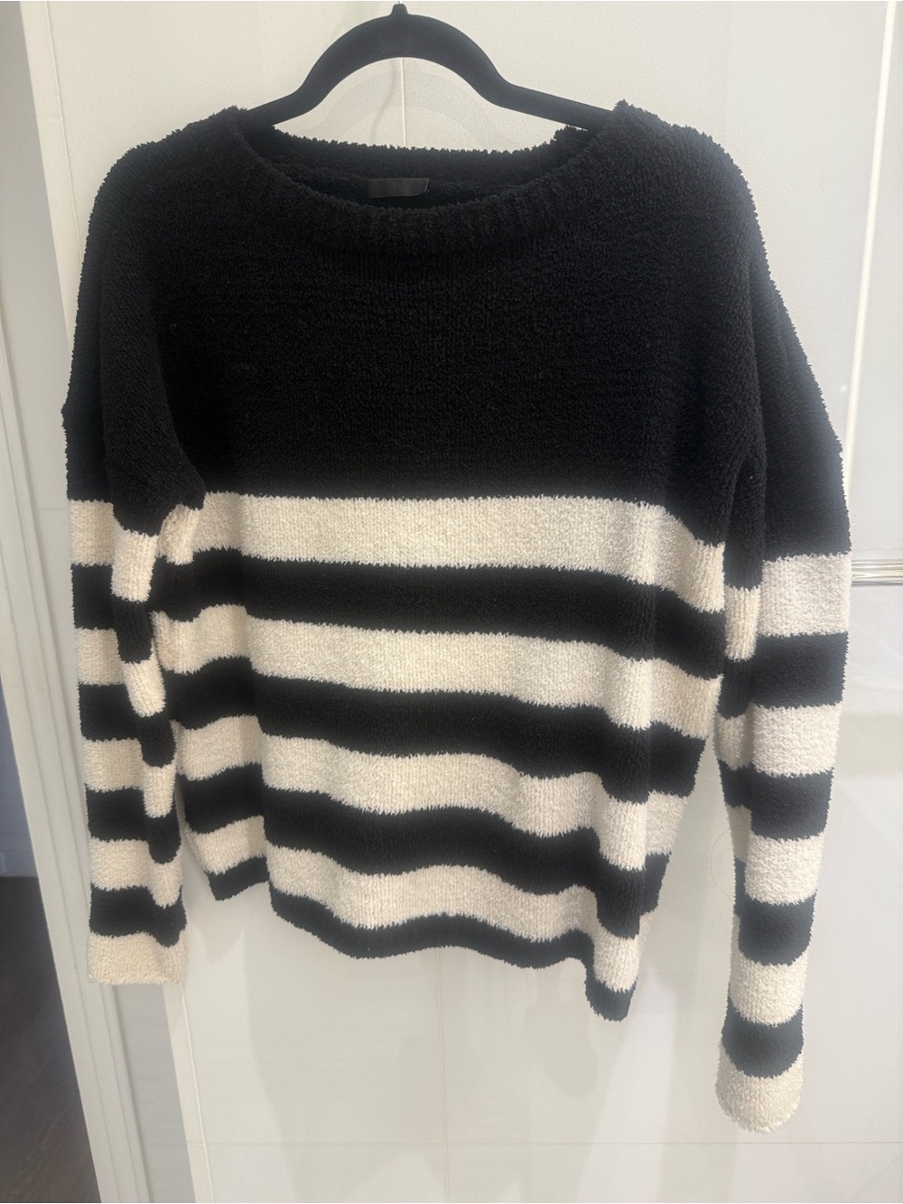 ATM Black & Cream Striped Crewneck Sweater size xs